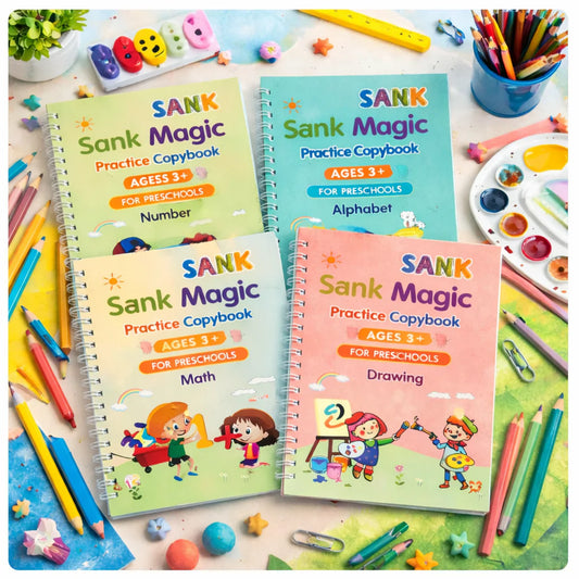Smart Kids Handwriting Improvement Kit (4 Books + Magic Pen Set)