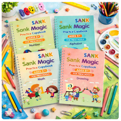 Smart Kids Handwriting Improvement Kit (4 Books + Magic Pen Set)