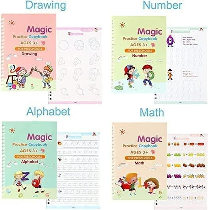Smart Kids Handwriting Improvement Kit (4 Books + Magic Pen Set)